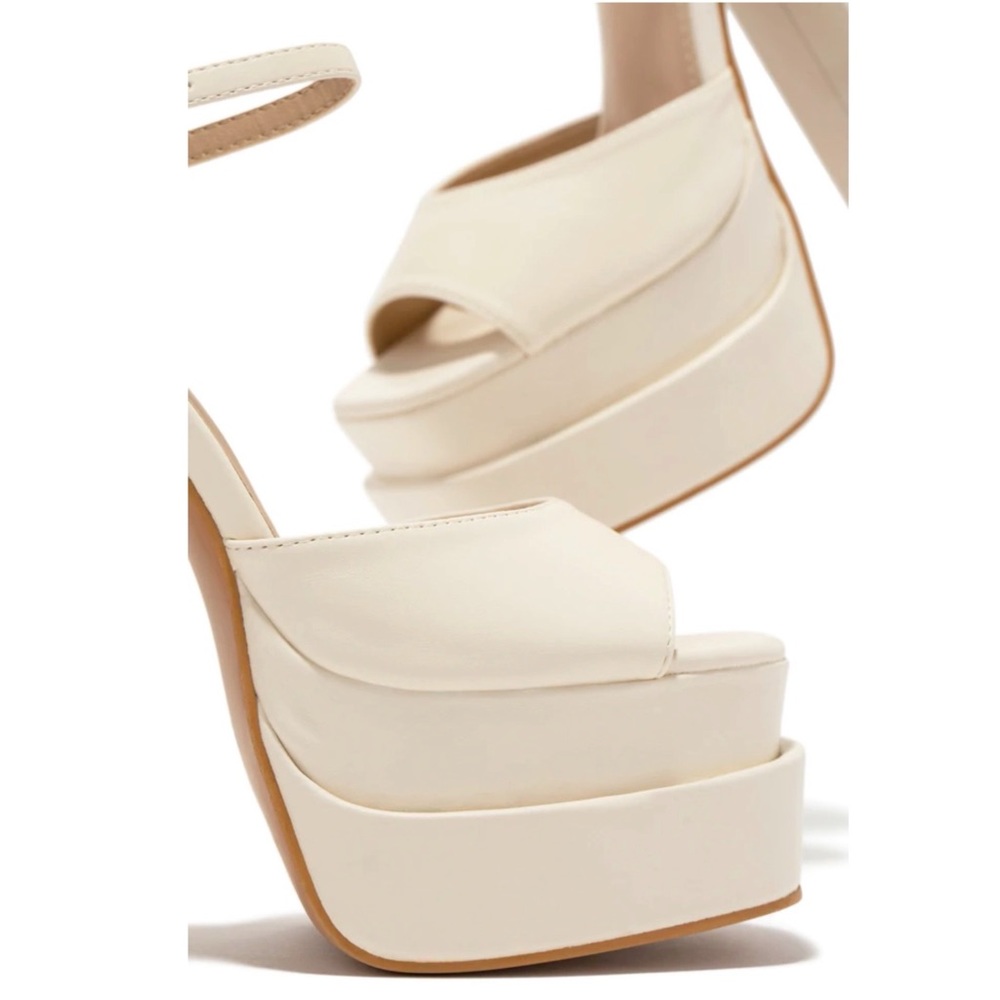 Off White Double Platform Block High Heels - Picture 4 of 10